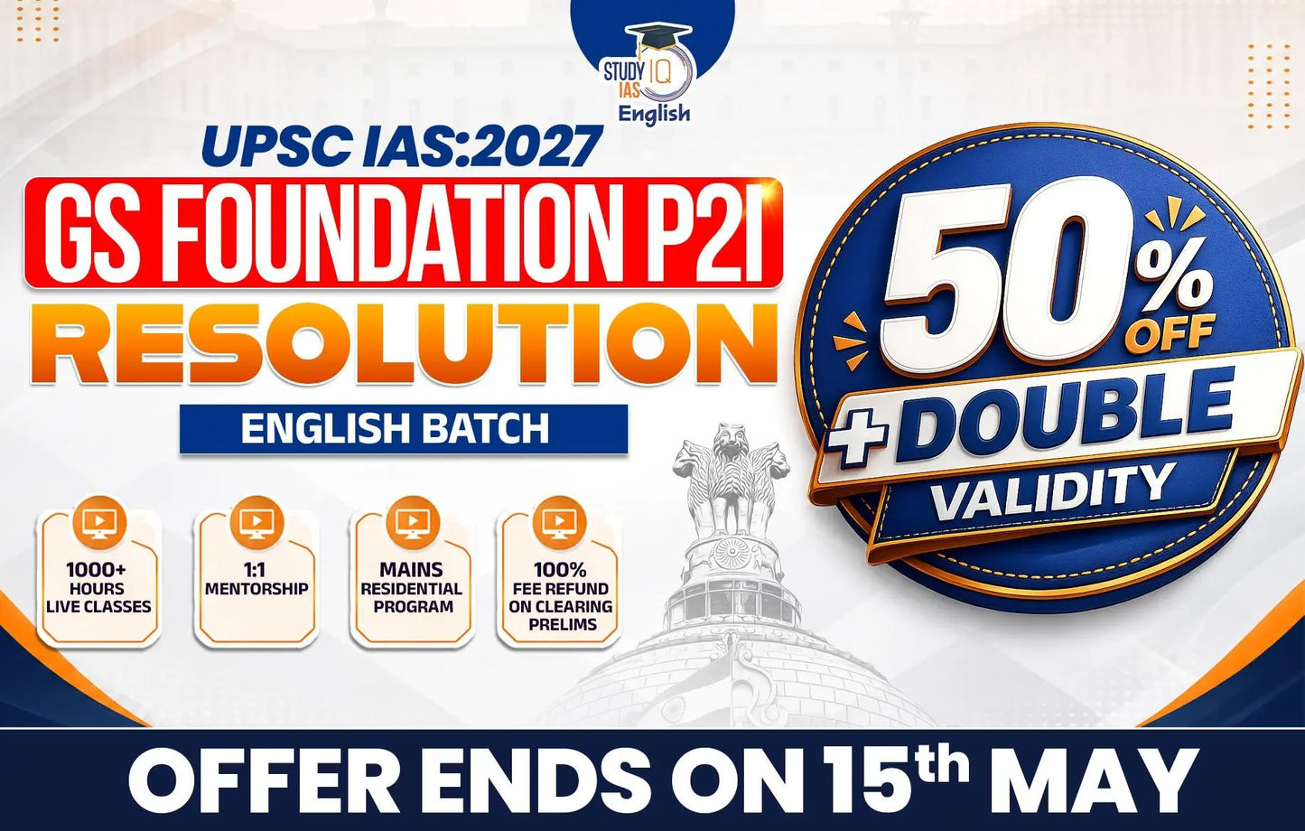 UPSC IAS Live GS P2I Foundation 2027 Resolution May English Batch (Gold)