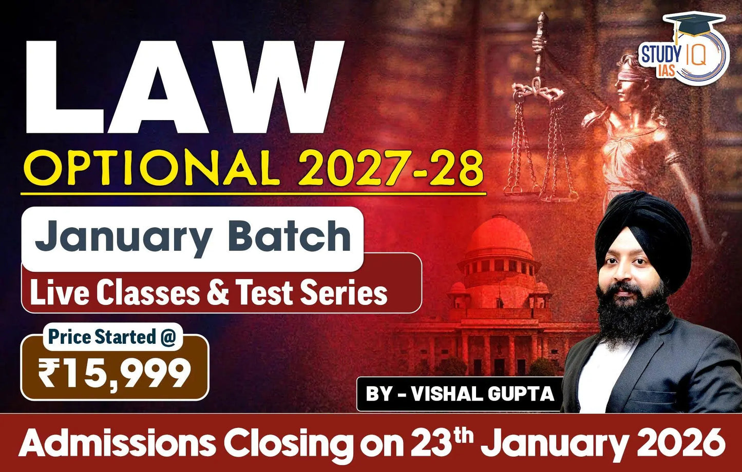 UPSC IAS (Mains) Law Optional Live 2027-28 January Batch By Vishal Gupta (Gold)
