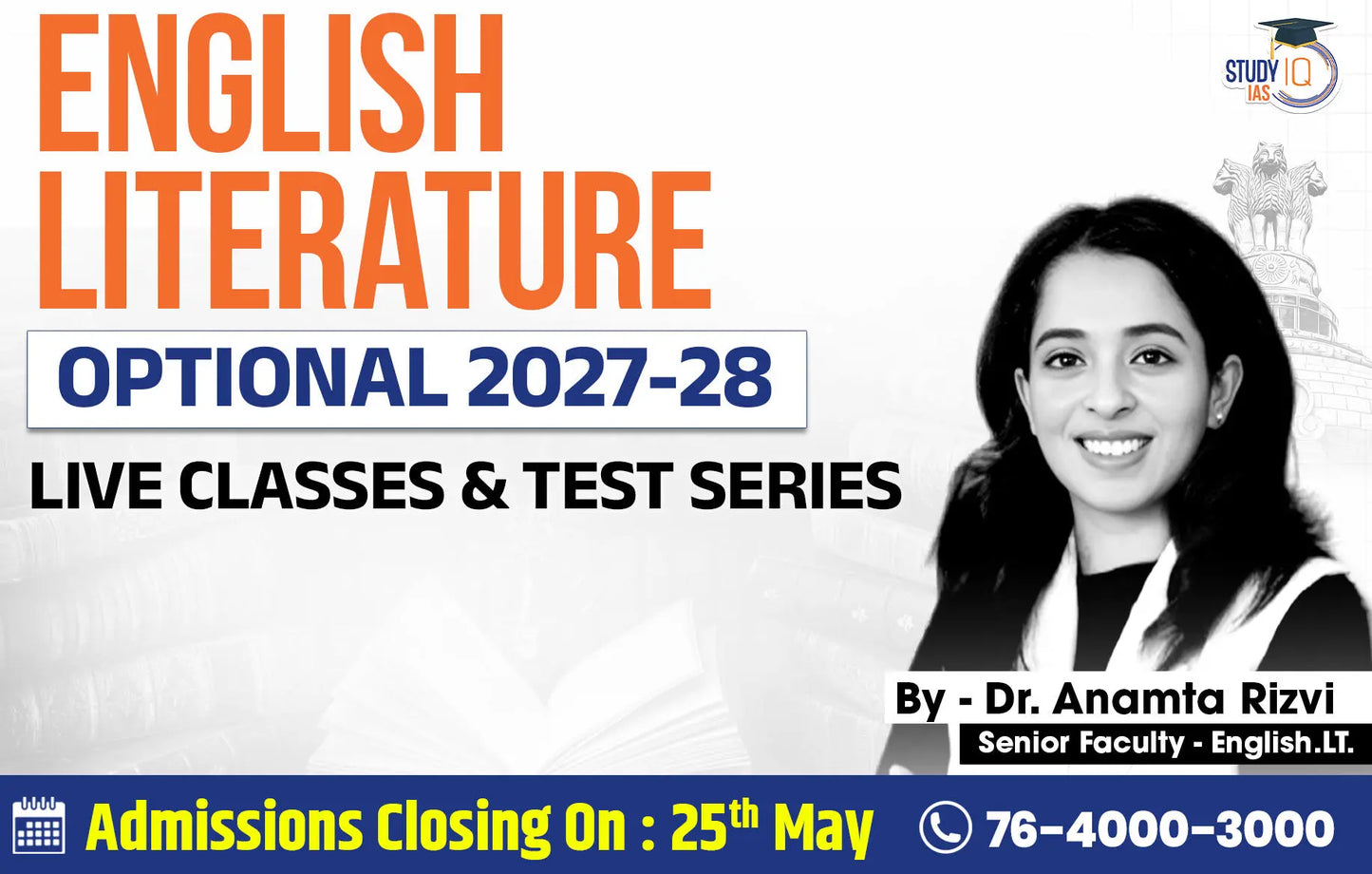 UPSC IAS (Mains) English Literature Optional Live 2027-28 (Comprehensive) May Batch By Dr. Anamta Rizvi (Gold)