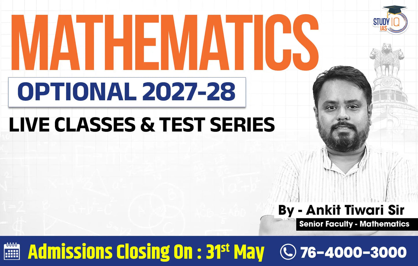 UPSC IAS (Mains) Mathematics Optional Live 2027-28 (Comprehensive) May Batch By Ankit Tiwari (Gold)